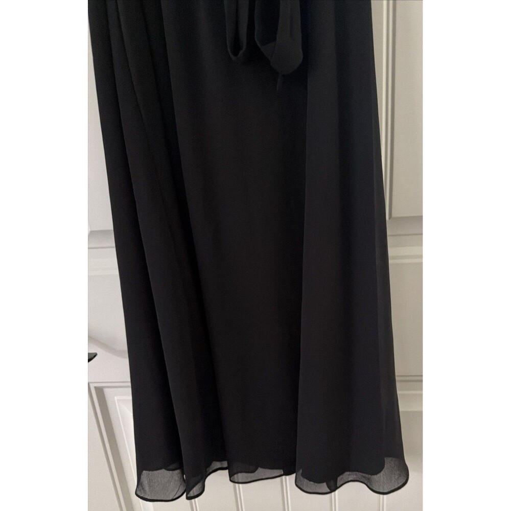 Lauren Ralph Lauren Women's Belted Fit & Flare Georgette Dress Rich Black 2 - Picture 8 of 12
